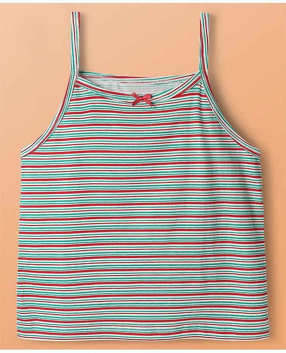 Pine Kids Cotton Elastane Knit Sleeveless Slip With Stripes & Polka Dots Pack Of 3 - Yellow White & Green