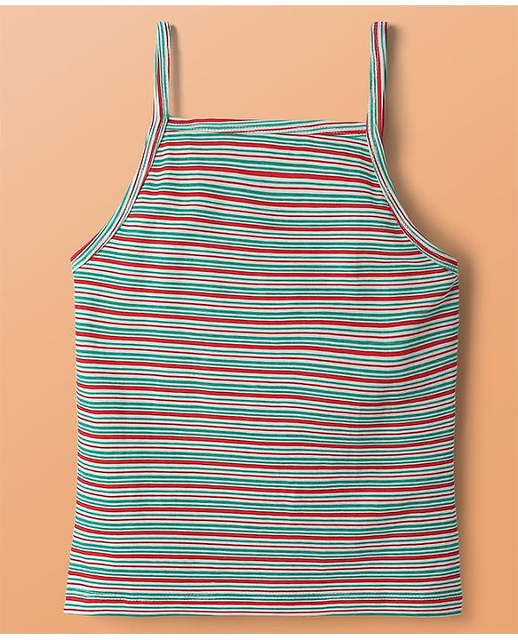 Pine Kids Cotton Elastane Knit Sleeveless Slip With Stripes & Polka Dots Pack Of 3 - Yellow White & Green