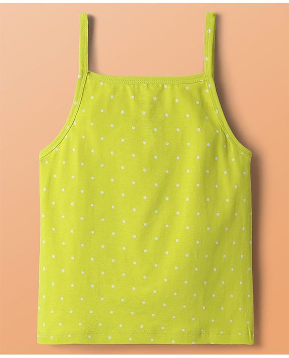 Pine Kids Cotton Elastane Knit Sleeveless Slip With Stripes & Polka Dots Pack Of 3 - Yellow White & Green