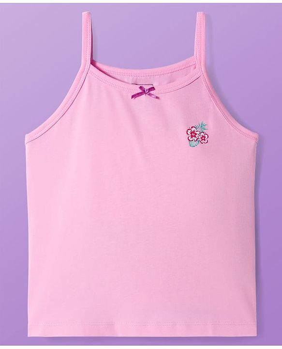 Pine Kids Cotton Knit Sleeveless Slips With Floral Print Pack Of 3 (Colour May Vary)