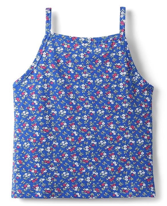 Pine Kids Cotton Knit Sleeveless Slips with Floral Print Pack of 3 (Color May Vary)