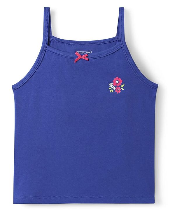 Pine Kids Cotton Knit Sleeveless Slips with Floral Print Pack of 3 (Color May Vary)