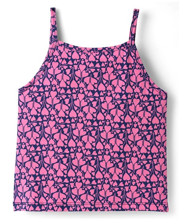 Pine Kids Cotton Knit Sleeveless Slips with Heart Print Pack of 3 (Color May Vary)