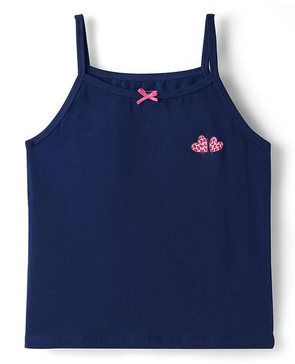 Pine Kids Cotton Knit Sleeveless Slips with Heart Print Pack of 3 (Color May Vary)