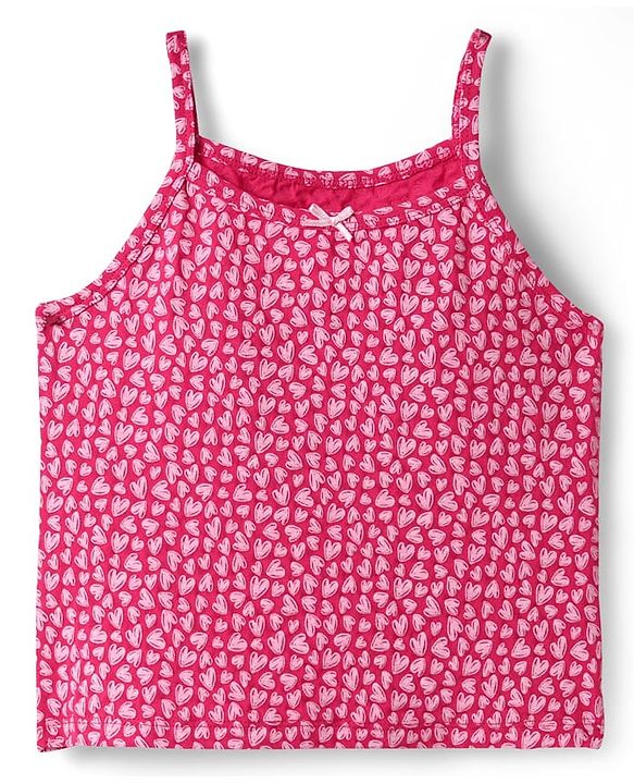 Pine Kids Cotton Knit Sleeveless Slips with Heart Print Pack of 3 (Color May Vary)