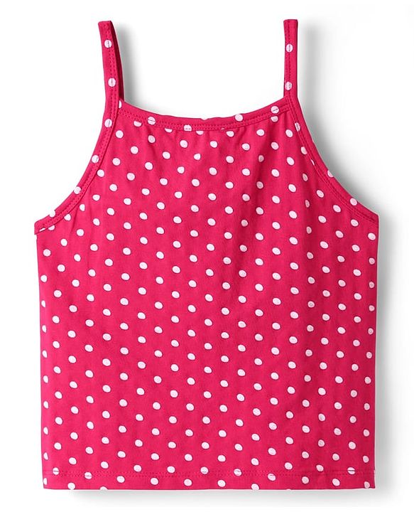 Pine Kids Cotton Knit Sleeveless Slips with Stripes & Polka Dots Pack of 3 (Color May Vary)