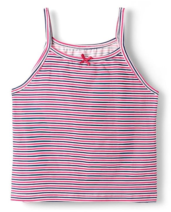 Pine Kids Cotton Knit Sleeveless Slips with Stripes & Polka Dots Pack of 3 (Color May Vary)