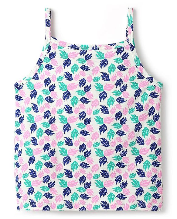 Pine Kids Cotton Elastane Knit Sleeveless Slips With Tropical Theme Print Pack Of 3 (Color May Vary)