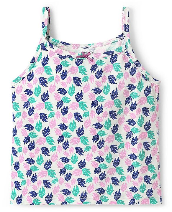 Pine Kids Cotton Elastane Knit Sleeveless Slips With Tropical Theme Print Pack Of 3 (Color May Vary)