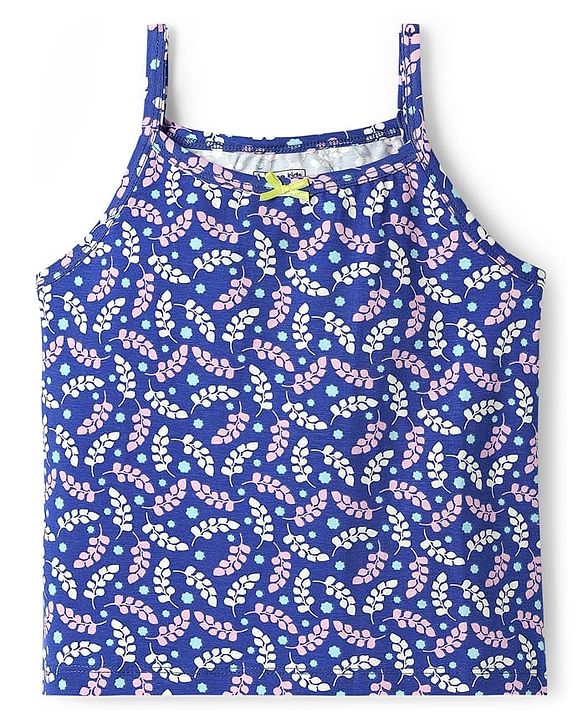 Pine Kids Cotton Elastane Knit Sleeveless Slips With Tropical Theme Print Pack Of 3 (Color May Vary)