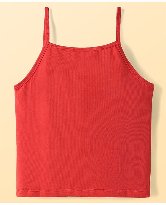 Pine Kids Cotton Elastane Knit Sleeveless Slip with Floral Design Pack of 3 - Red Light Blue & Pink