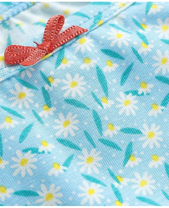 Pine Kids Cotton Elastane Knit Sleeveless Slip with Floral Design Pack of 3 - Red Light Blue & Pink