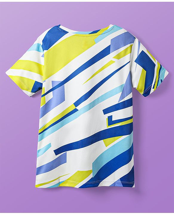 Pine Active Knit Half Sleeves T-Shirt with Text Print - White