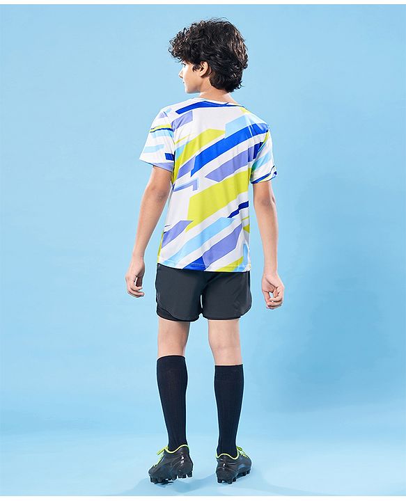 Pine Active Knit Half Sleeves T-Shirt with Text Print - White