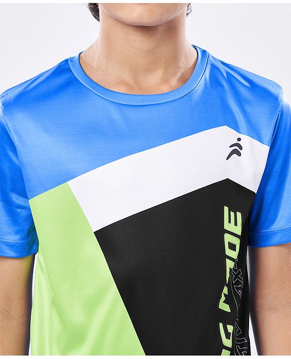 Pine Active Knit Half Sleeves T-Shirt With Text Print - Multicolor