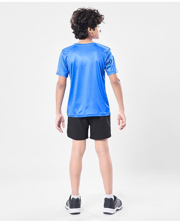 Pine Active Knit Half Sleeves T-Shirt With Text Print - Multicolor