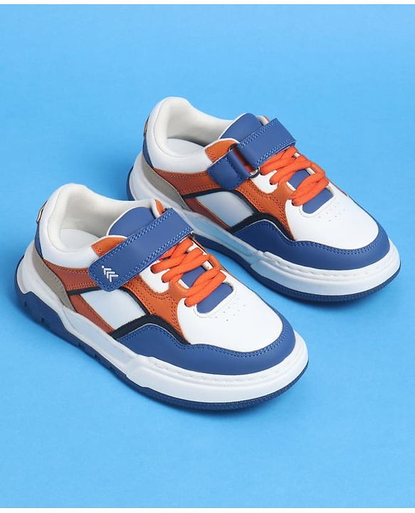 Pine Kids Velcro Closure Casual Shoes With Lace Detailing - Blue  & White
