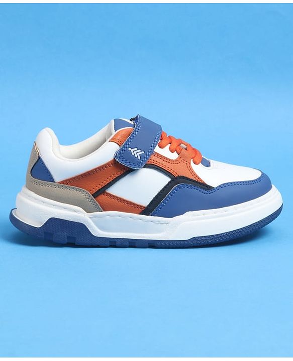 Pine Kids Velcro Closure Casual Shoes With Lace Detailing - Blue  & White