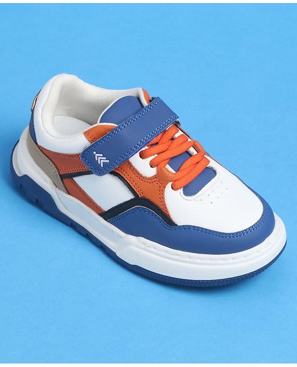 Pine Kids Velcro Closure Casual Shoes With Lace Detailing - Blue  & White