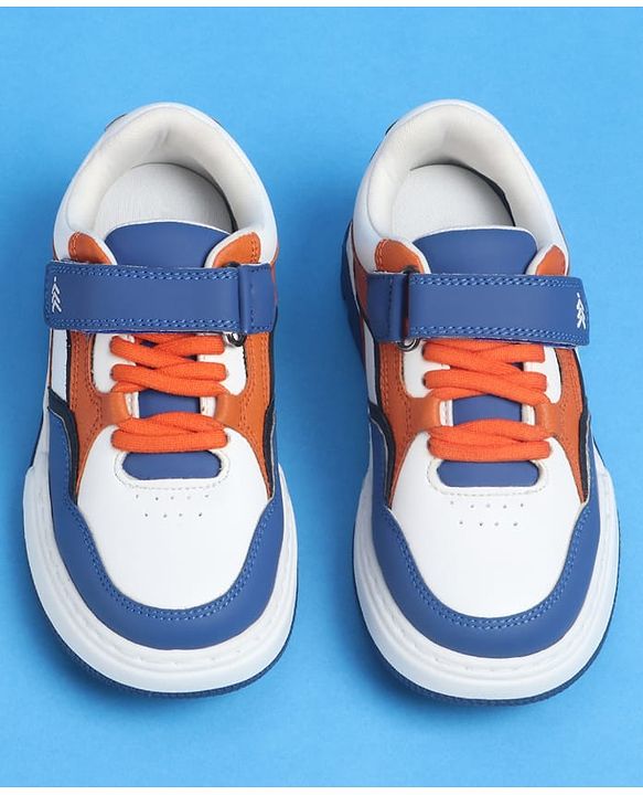 Pine Kids Velcro Closure Casual Shoes With Lace Detailing - Blue  & White