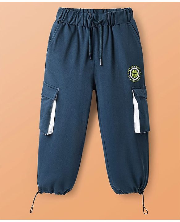 Pine Kids Cotton Knit Half Sleeves Cut & Sew Hooded T-Shirt & Joggers Set with Text Print - Limegreen
