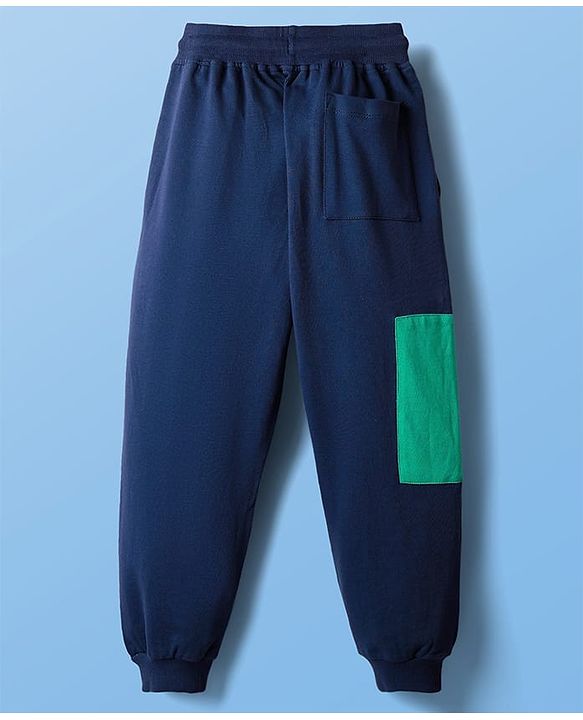 Pine Kids Cotton Knit Half Sleeves Cut & Sew T-Shirt & Lounge Pant Set with Text Print - Navy Blue