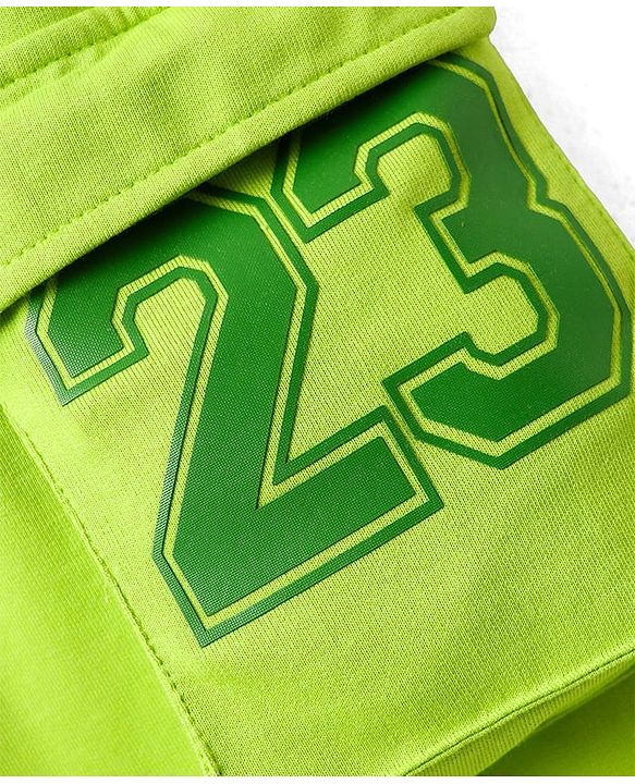 Pine Kids Looper Knit Mid Thigh Shorts With Number Print - Lime Green