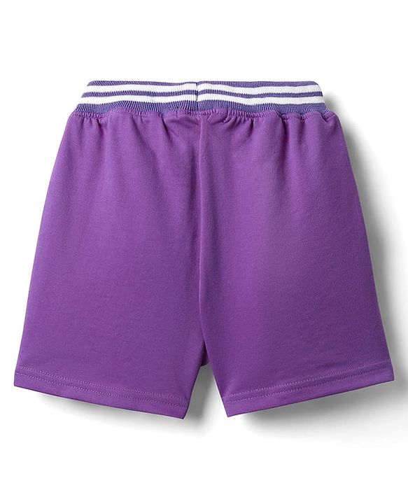 Pine Kids Looper Knit Mid Thigh Shorts With Text Print - Purple