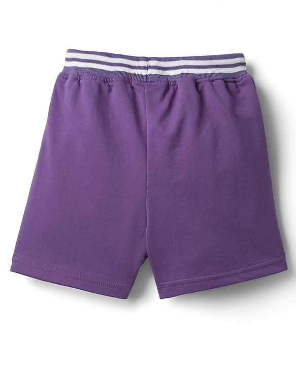 Pine Kids Looper Knit Mid Thigh Shorts With HD Print - Purple