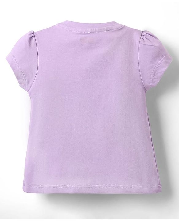Babyhug 100% Cotton Knit Half Sleeves T-Shirt & Short With Dino Print - Lavender