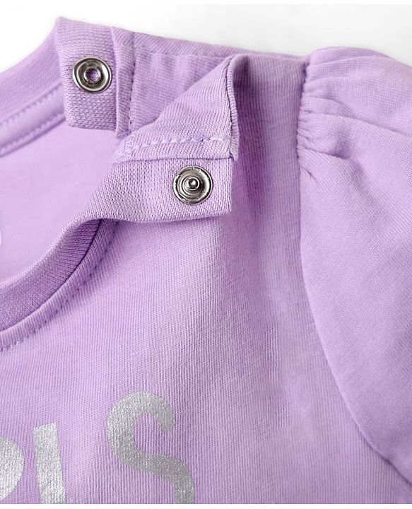 Babyhug 100% Cotton Knit Half Sleeves T-Shirt & Short With Dino Print - Lavender