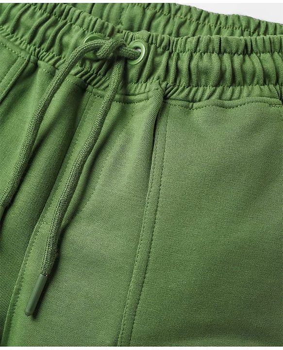 Pine Kids Looper Knit Above Knee Length Solid Shorts With Cargo Pockets - Olive Green