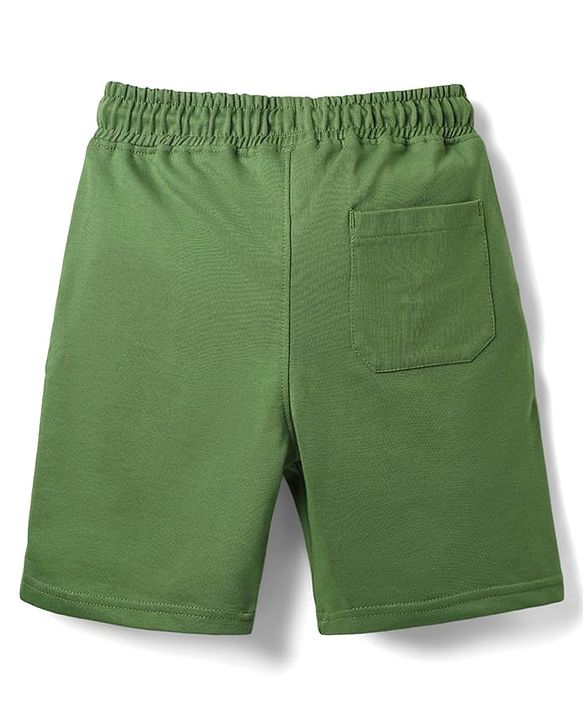 Pine Kids Looper Knit Above Knee Length Solid Shorts With Cargo Pockets - Olive Green