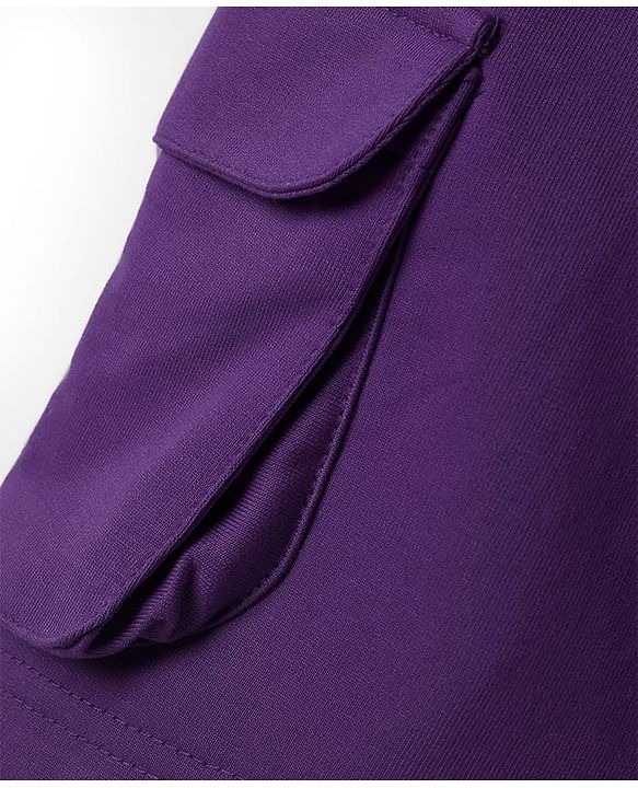 Pine Kids Looper Knit Above Knee Length Solid Colour Shorts - Violet