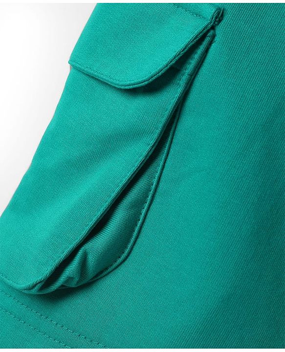 Pine Kids Looper Knit Above Knee Length Solid Colour Shorts - Dark Green