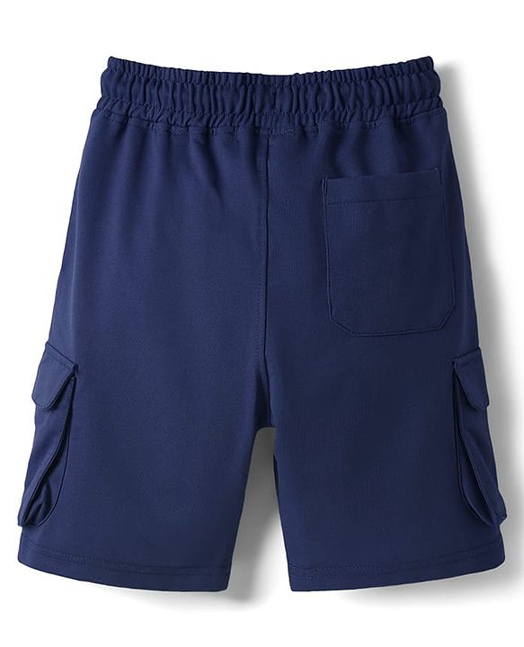 Pine Kids Looper Knit Above Knee Length Solid Colour Shorts Navy Blue