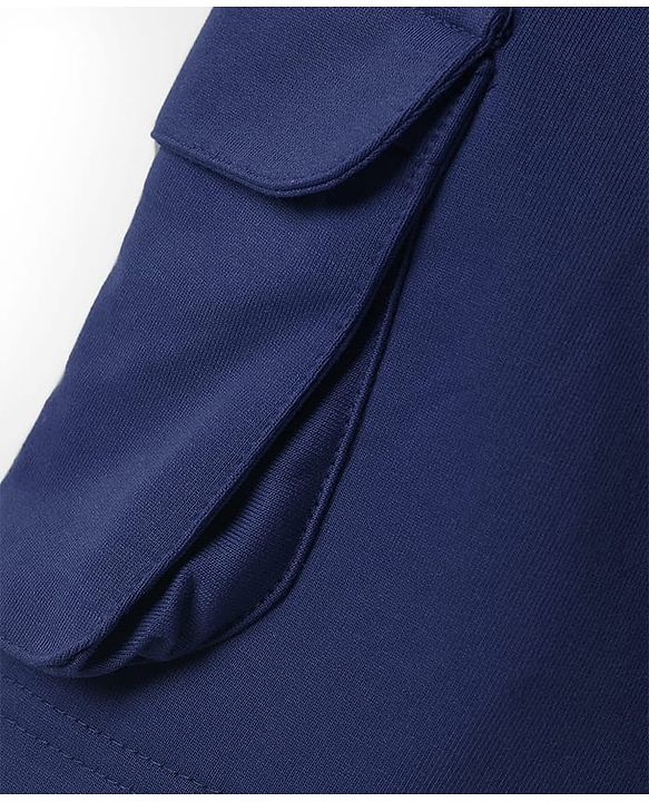 Pine Kids Looper Knit Above Knee Length Solid Colour Shorts Navy Blue