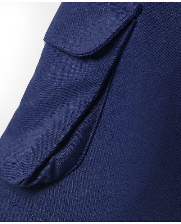 Pine Kids Looper Knit Above Knee Length Solid Colour Shorts Navy Blue