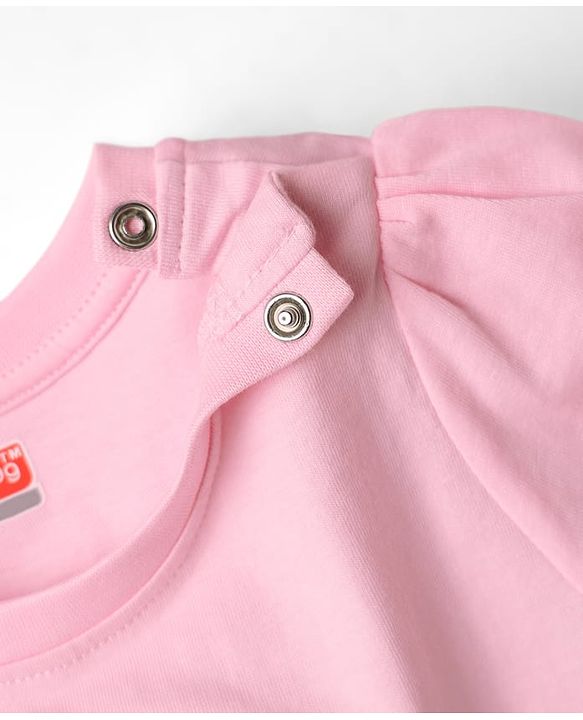 Babyhug Cotton Knit Half Sleeves Shorts Night Suit With Bear Print - Pink & Navy Blue