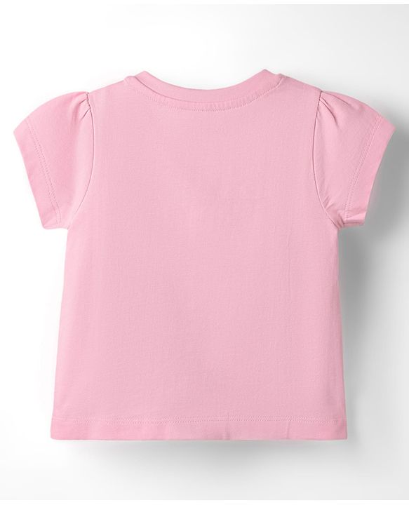 Babyhug Cotton Knit Half Sleeves Shorts Night Suit With Bear Print - Pink & Navy Blue