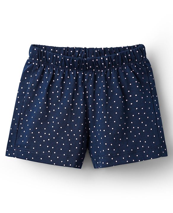 Babyhug Cotton Knit Half Sleeves Shorts Night Suit With Bear Print - Pink & Navy Blue