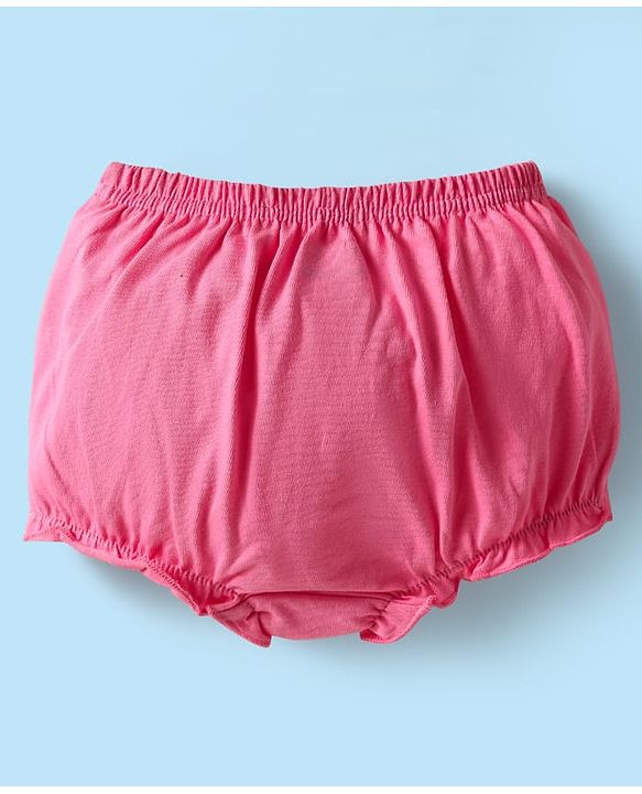 Babyhug 100% Cotton Antibacterial Bloomers With Hearts & Animal Print Pack Of 3 - Yellow White & Dark Pink