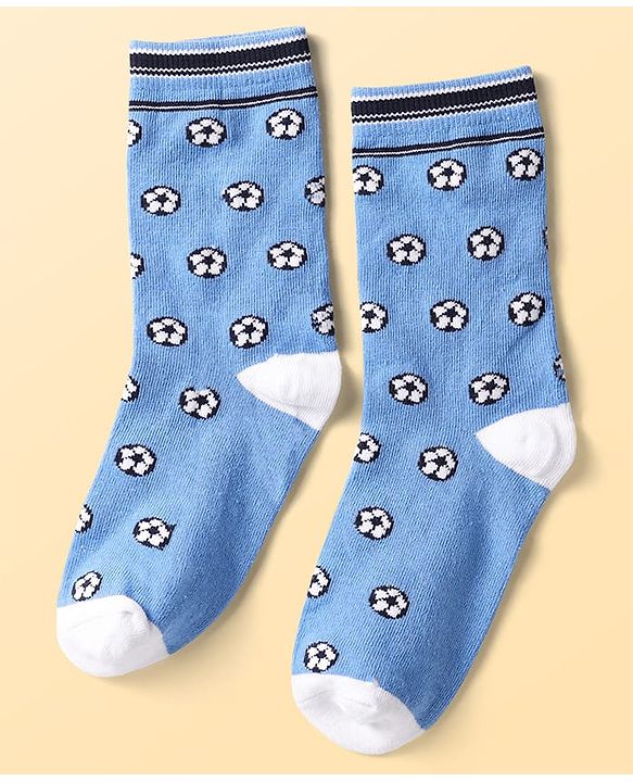 Pine Kids Knit Ankle Length Silvadur Antimicrobial Socks With Football Print(Colour May Vary)