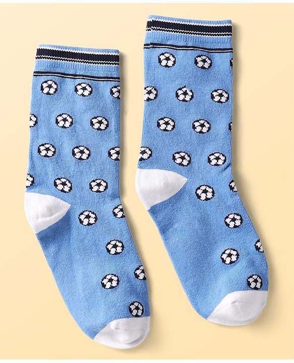 Pine Kids Knit Ankle Length Silvadur Antimicrobial Socks With Football Print(Colour May Vary)