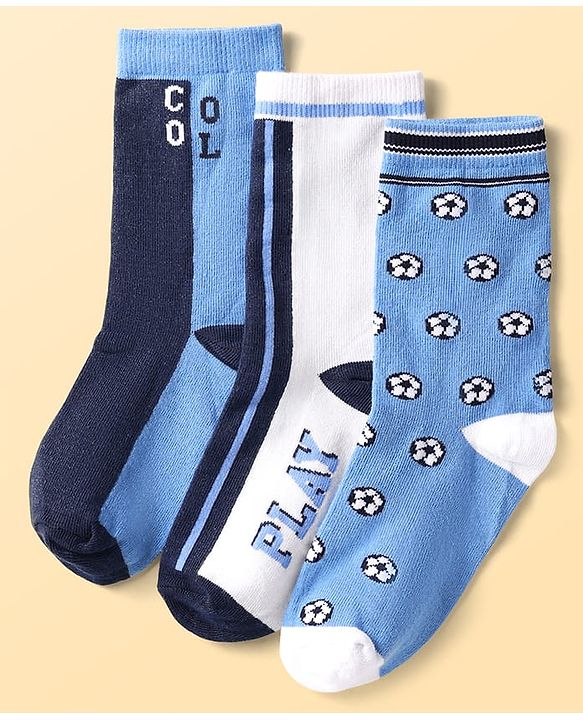 Pine Kids Knit Ankle Length Silvadur Antimicrobial Socks With Football Print(Colour May Vary)