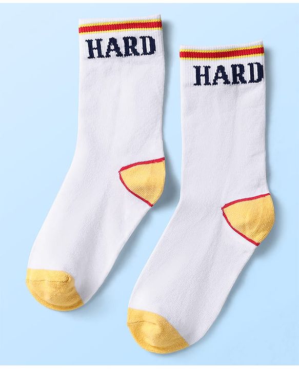Pine Kids Knit Ankle Length Silvadur Antimicrobial Socks with Stripe & Text Design Pack of 3 - Color May Vary