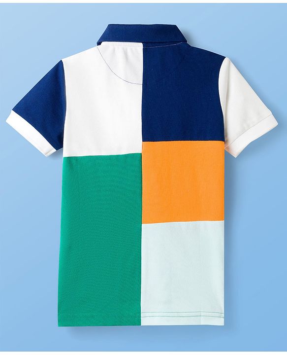 Pine Kids Cotton Knit Polo T-Shirt With Team Player Text Print - Navy Blue  & White