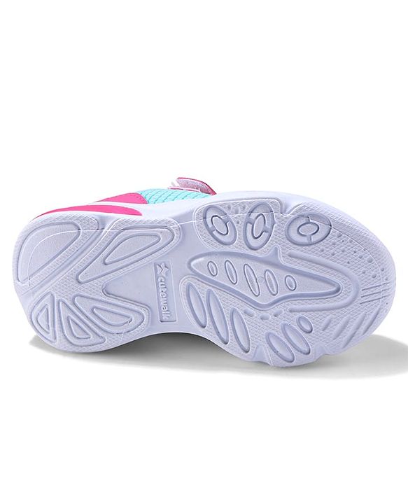 Cute Walk by Babyhug Sneaker with Velcro Closure & Star Patch - Fuchsia & Light Blue