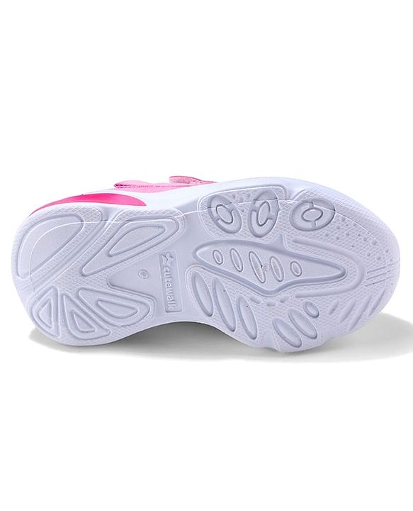 Cute Walk by Babyhug Velcro Closure Sneaker Shoes With Heart Applique & Lace Detailing - Fuchsia