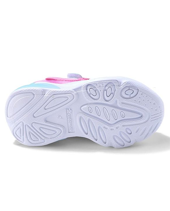 Cute Walk by Babyhug Velcro Closure Sneaker Shoes With Heart Applique & Lace Detailing - Fuchsia